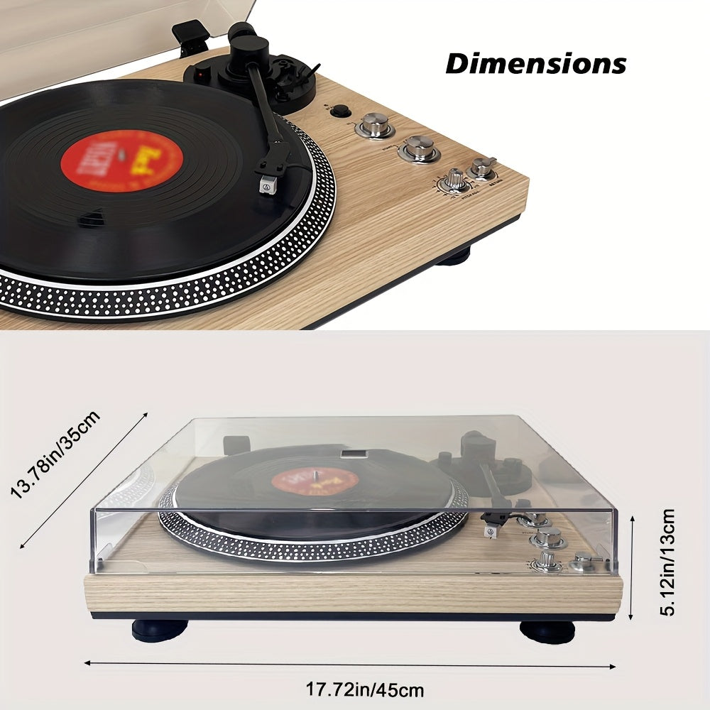 Pine Vintage Belt-Driven Turntable - 2-Speed, Wireless Audio, Preamp, RCA Line Out + 2 Turntable Belts -Recordshaven