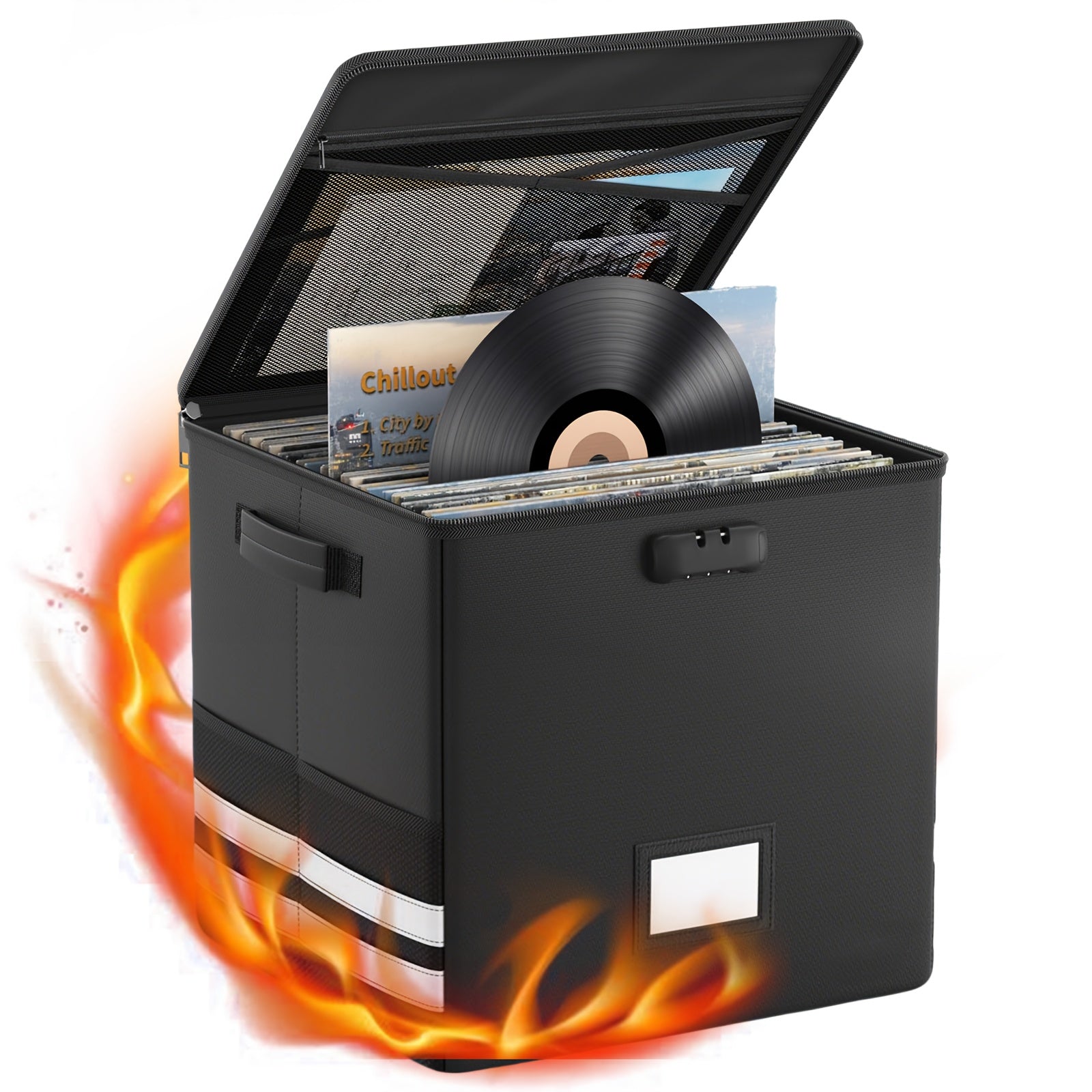 Collapsible Lockable Record Crate with Lid & Handles (100+ 12" LPs) -Recordshaven