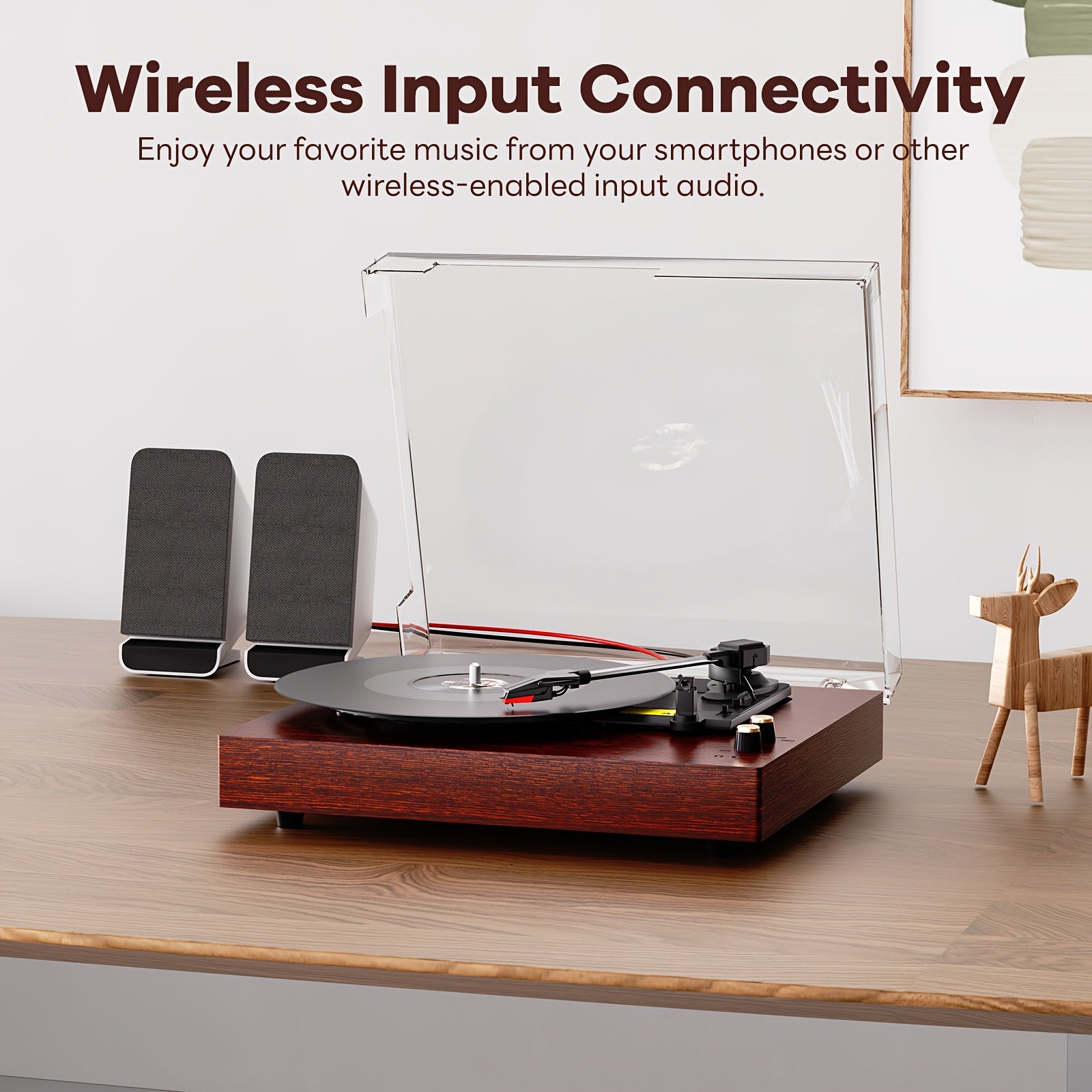 Maio E300 UK Vintage Gramophone - 3-Speed Hi-Fi Turntable, 3.5mm Output & External Speaker Compatibility -Recordshaven