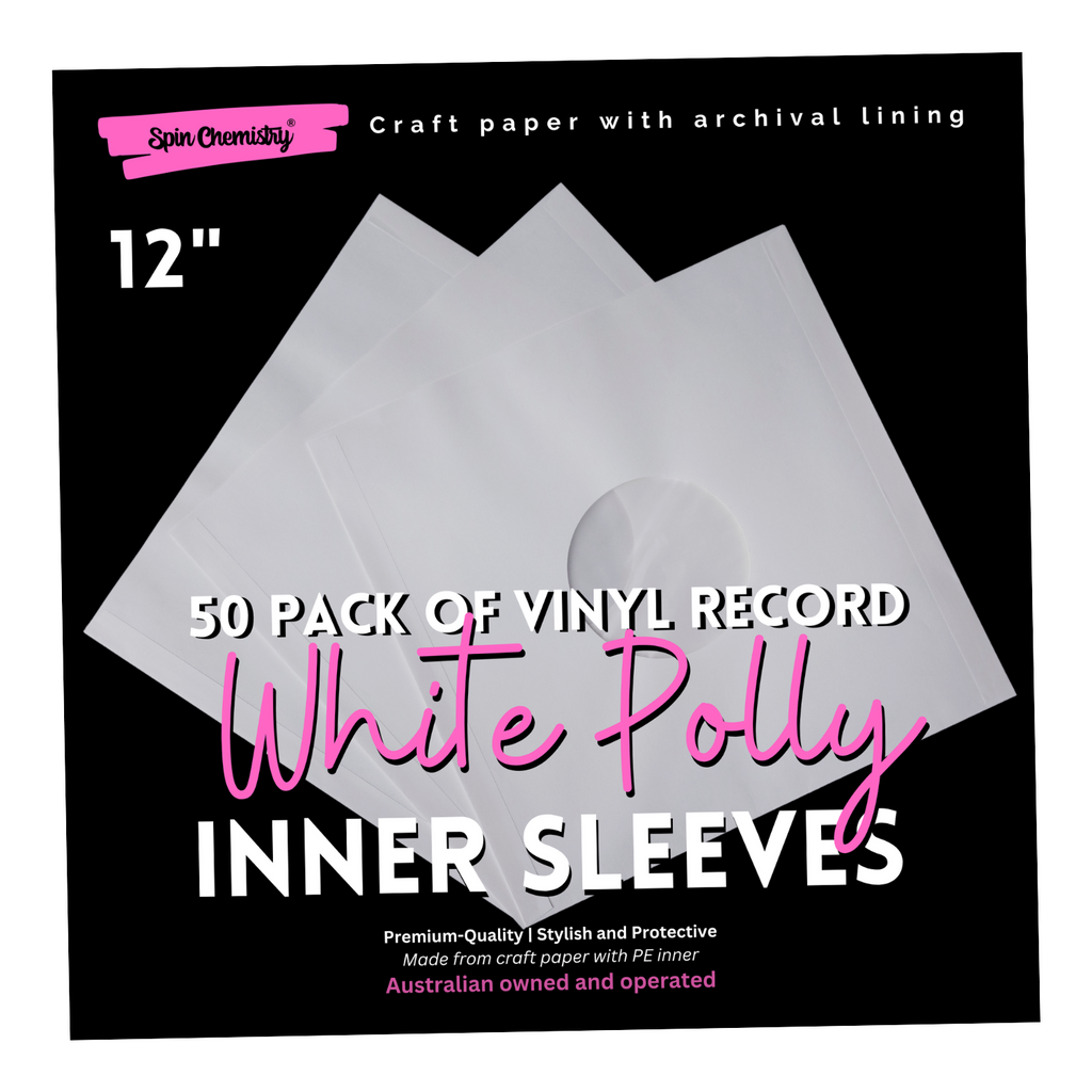 50 Pack of Craft Paper Record Inner Sleeves with Archival Poly Inner Lining (White)