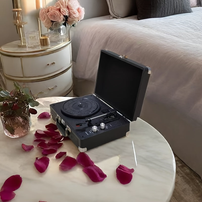 Portable Vintage Suitcase Wireless Turntable - Bluetooth 5.0, Supports 17.78/25.4/30.48cm Vinyl, Built-in Stereo Speakers (Rechargeable) -Recordshaven