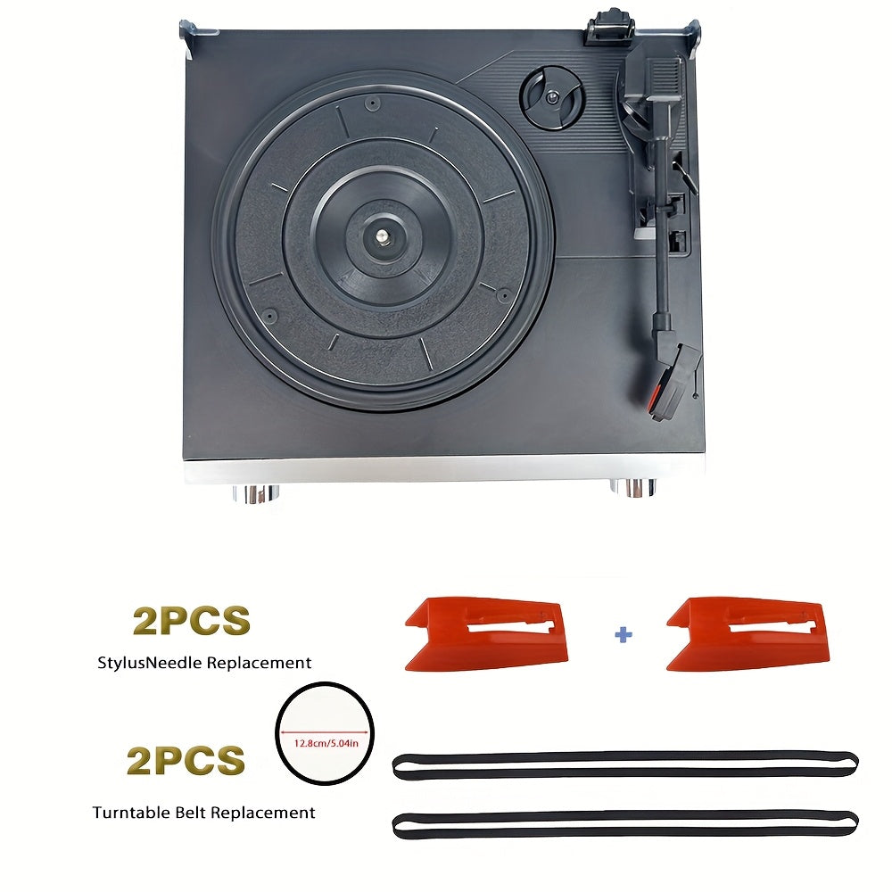 Retro Vinyl Record Player - FM Reception, 3.5mm/Line/Headphone Jacks, Bonus Replacement Belt & Stylus Kit -Recordshaven