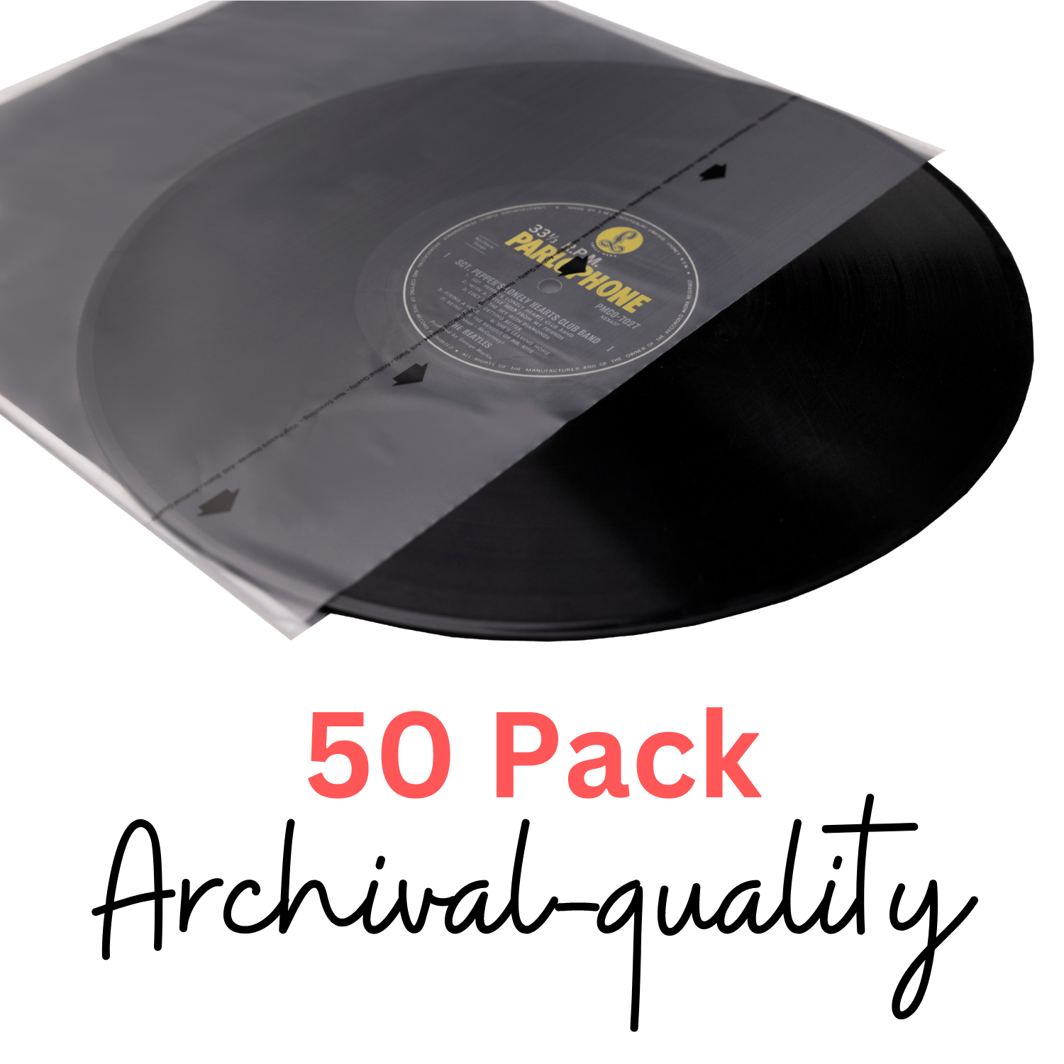 50 Pack Archival Grade 12" Record Inner Sleeves (Black)