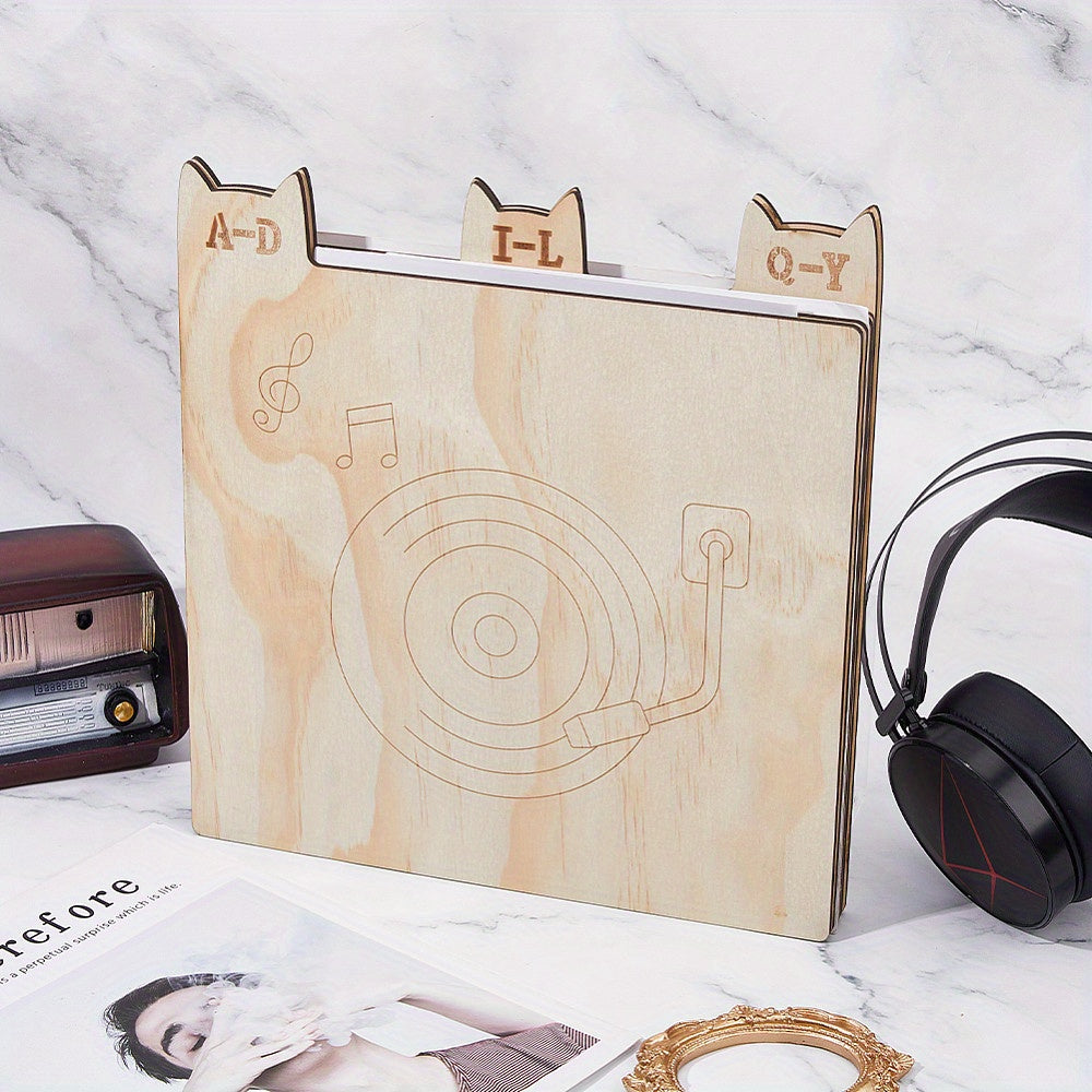 6-Pack Wooden Letter Dividers - Vinyl Record/CD/DVD Organizer for Bookshelves (Thanksgiving Gift) -Recordshaven