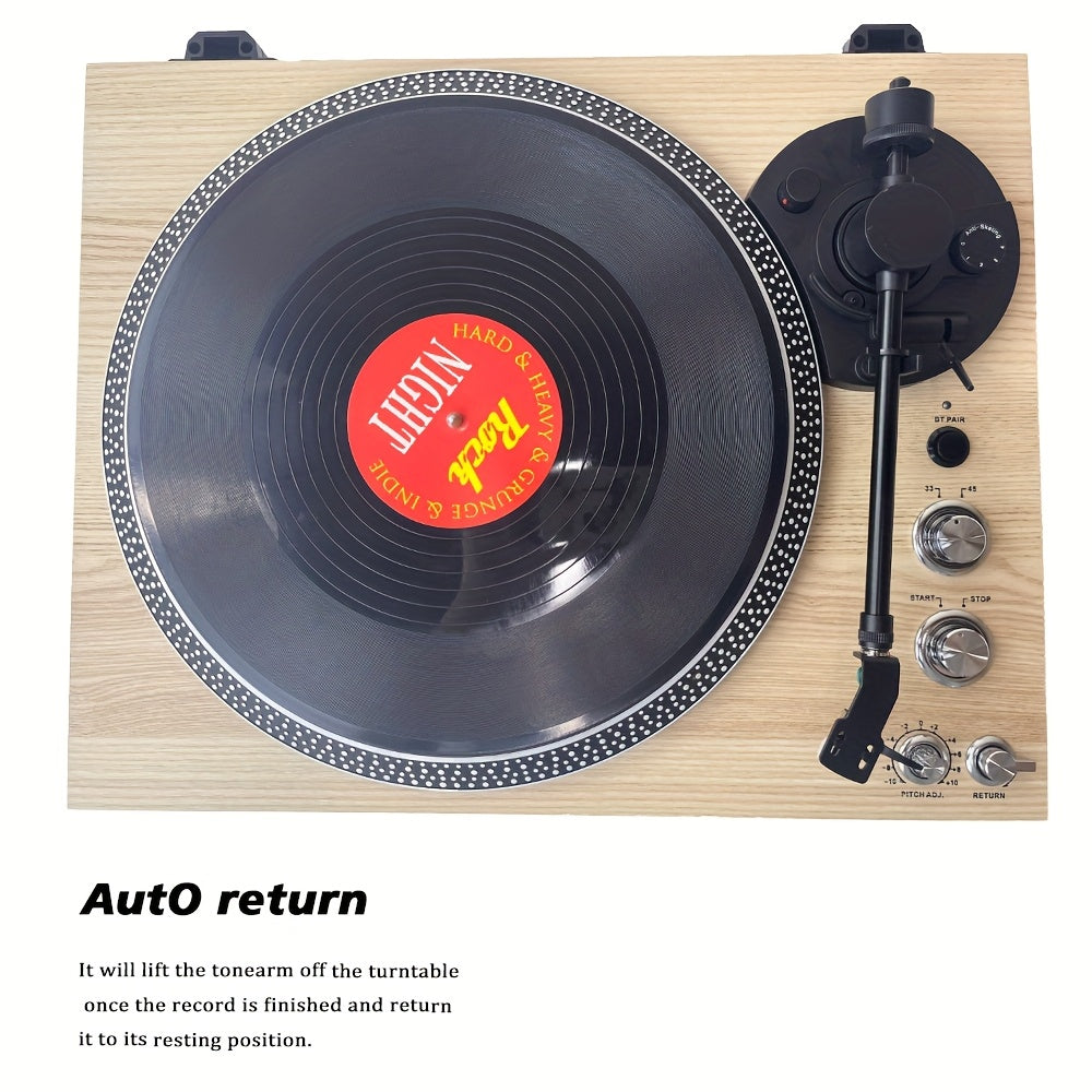 Pine Vinyl Record Player - Belt-Driven, Wireless Output, Preamp, 33/45 RPM with Aluminium Platter -Recordshaven