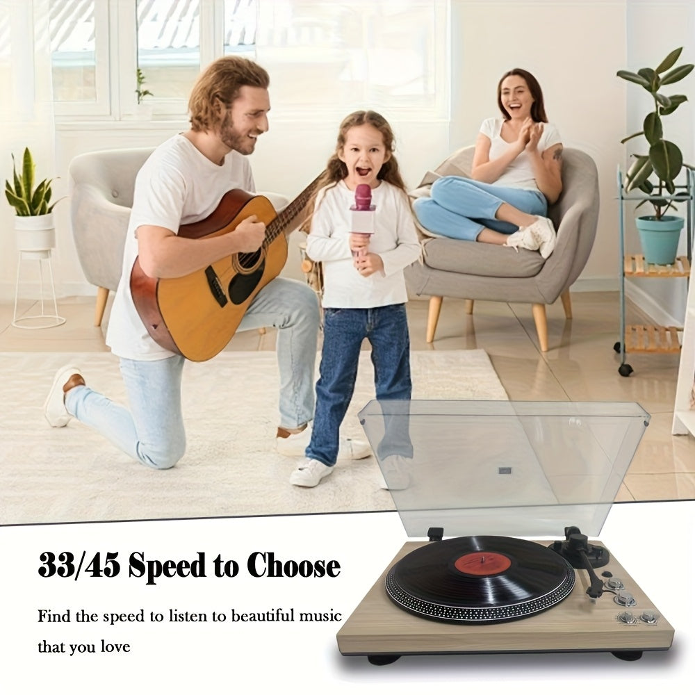 Pine Vintage Belt-Driven Turntable - 2-Speed, Wireless Audio, Preamp, RCA Line Out + 2 Turntable Belts -Recordshaven