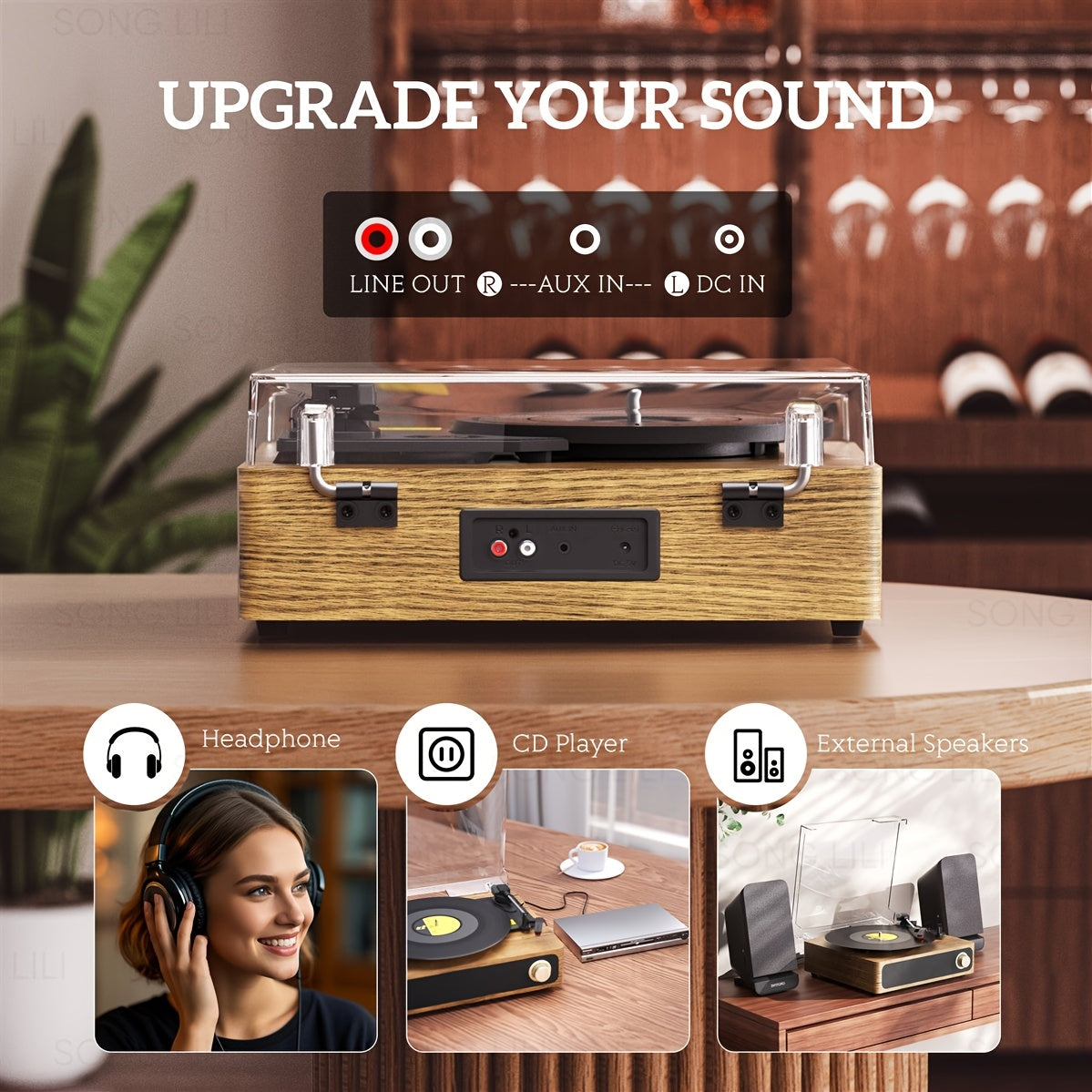 Maio A4 Retro Gramophone - Analog Record Player, Belt-Driven, RCA/Aux/Headphone Jack for Parties & Gifts -Recordshaven