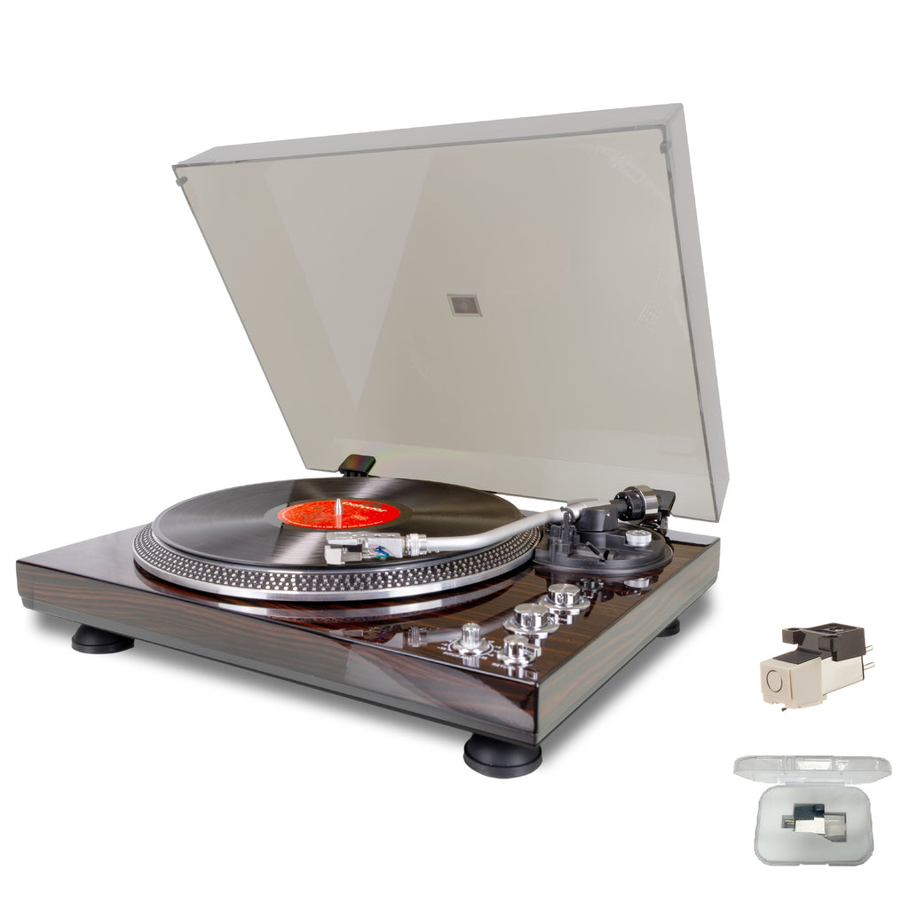 Vintage Belt-Driven Turntable - Wireless Audio, 33/45 RPM, Preamp, Aluminium Platter + AT3600L Needle -Recordshaven