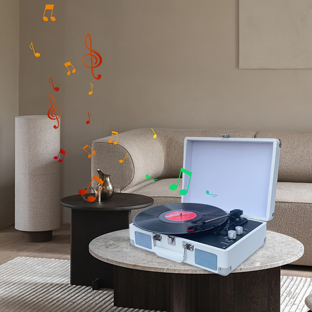 Portable Vintage Suitcase Wireless Turntable - Bluetooth 5.0, Supports 17.78/25.4/30.48cm Vinyl, Built-in Stereo Speakers (Rechargeable) -Recordshaven