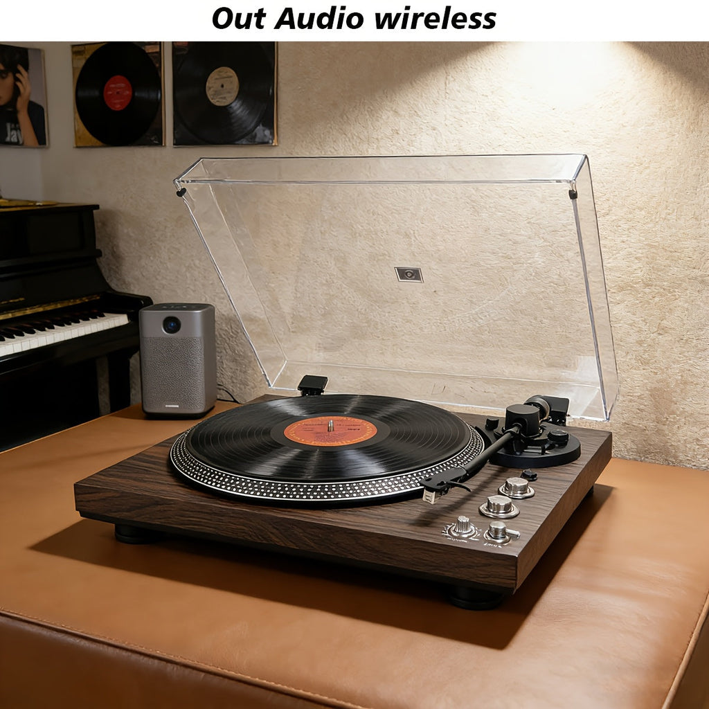 Vintage Wireless Belt-Driven Turntable - 33/45 RPM, Preamp, RCA Cable, British Plug (Ideal Christmas Gift) -Recordshaven