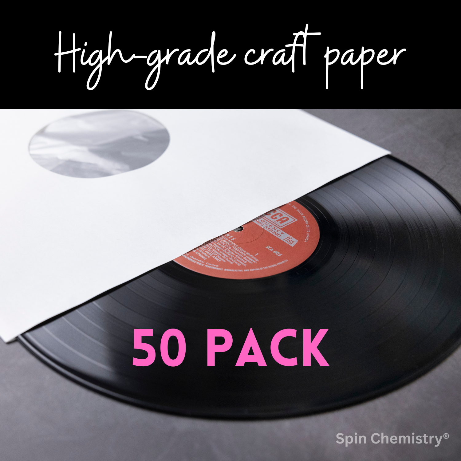50 Pack of Craft Paper Record Inner Sleeves with Archival Poly Inner Lining (White)