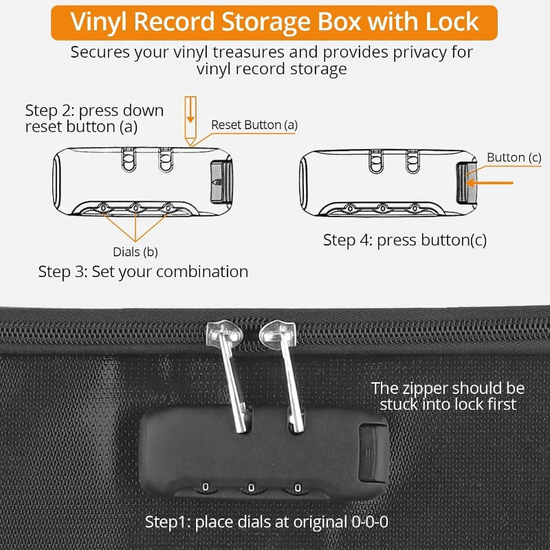 62pcs Foldable LP Organizer - Lockable Fire-Resistant Plastic Box with Reflective Strips -Recordshaven
