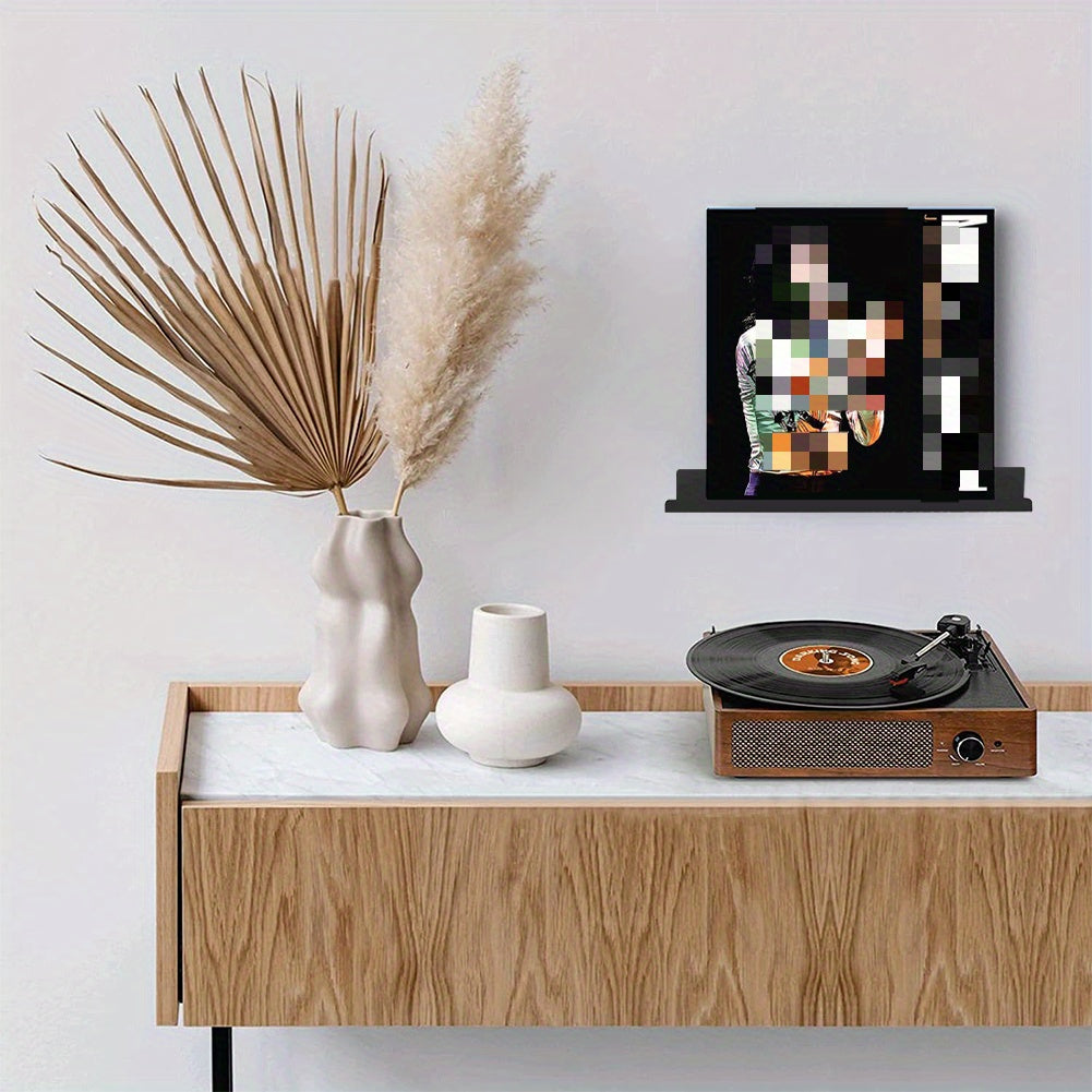 Acrylic LP Record Holder - 6pcs Black Metal Floating Shelf for Home Decor -Recordshaven
