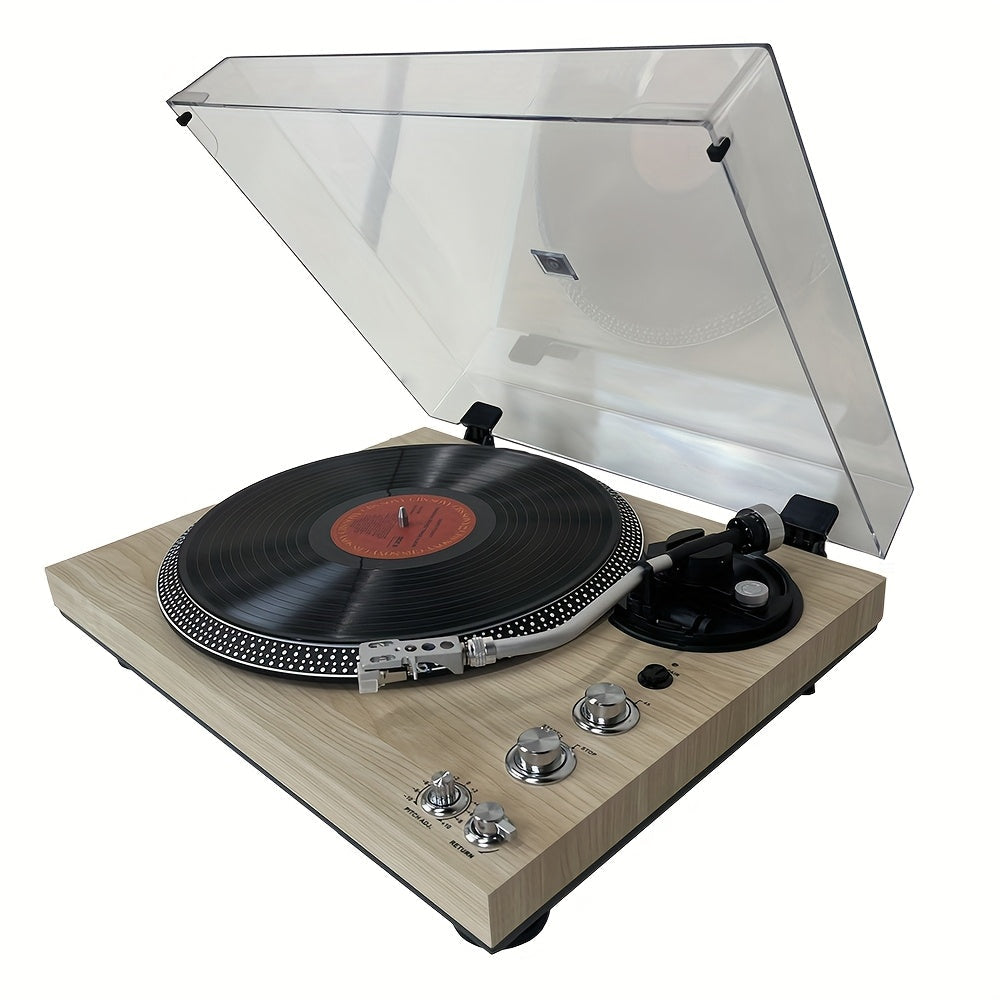 Pine Wood Belt-Driven Turntable - 33/45 RPM, Preamp, Aluminum Platter & RCA Line Out (Valentine Gift) -Recordshaven