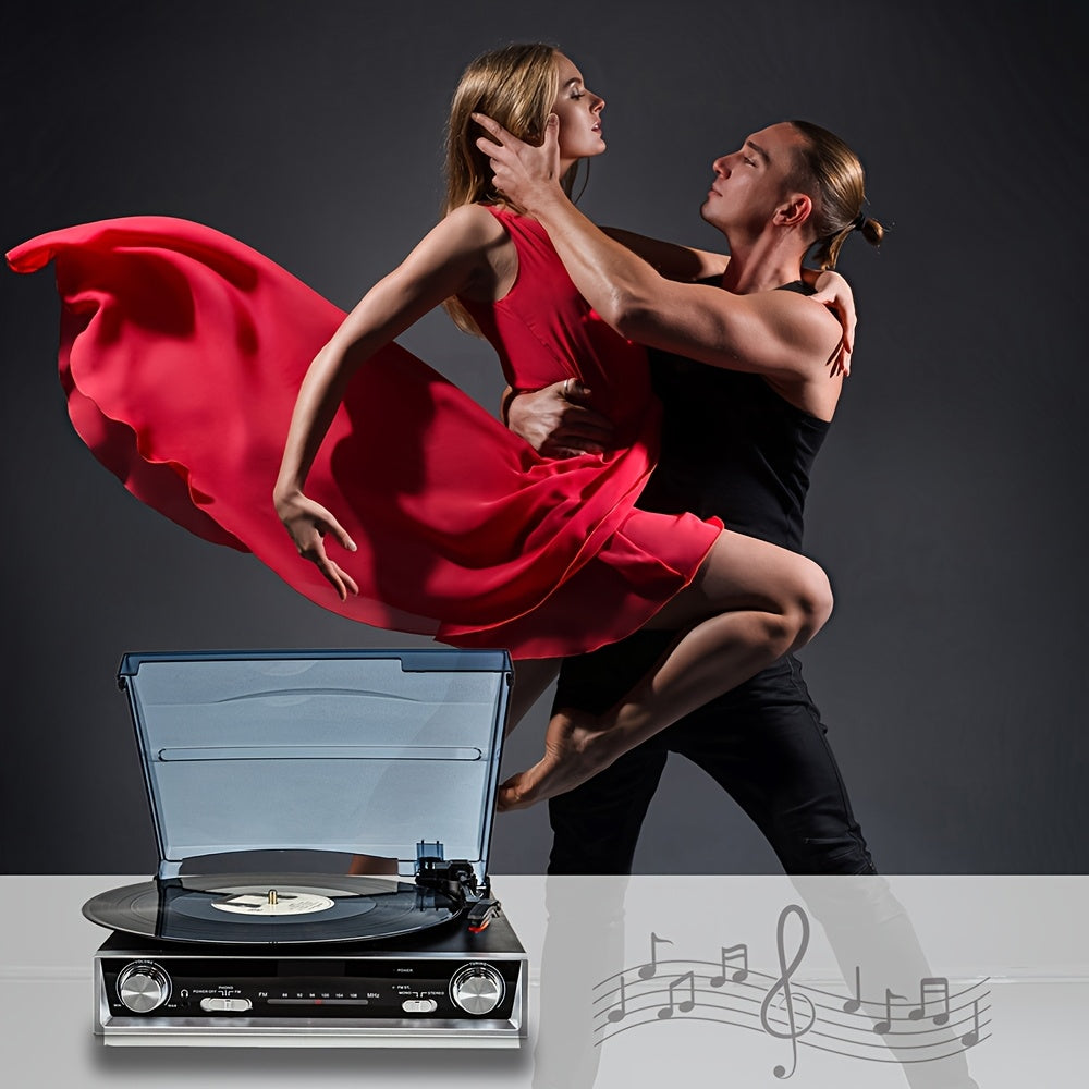 Retro Vinyl Record Player - FM Reception, 3.5mm/Line/Headphone Jacks, Bonus Replacement Belt & Stylus Kit -Recordshaven