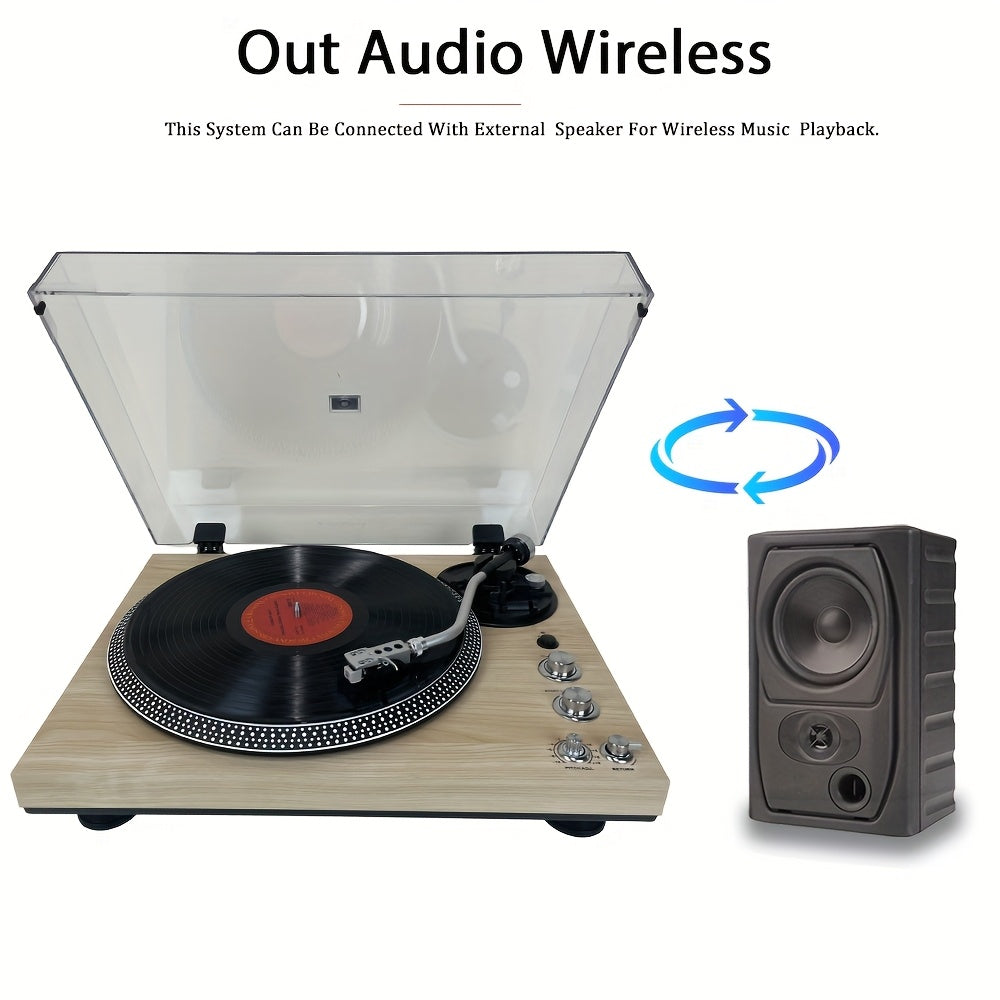 Pine Wood Belt-Driven Turntable - 33/45 RPM, Preamp, Aluminum Platter & RCA Line Out (Valentine Gift) -Recordshaven