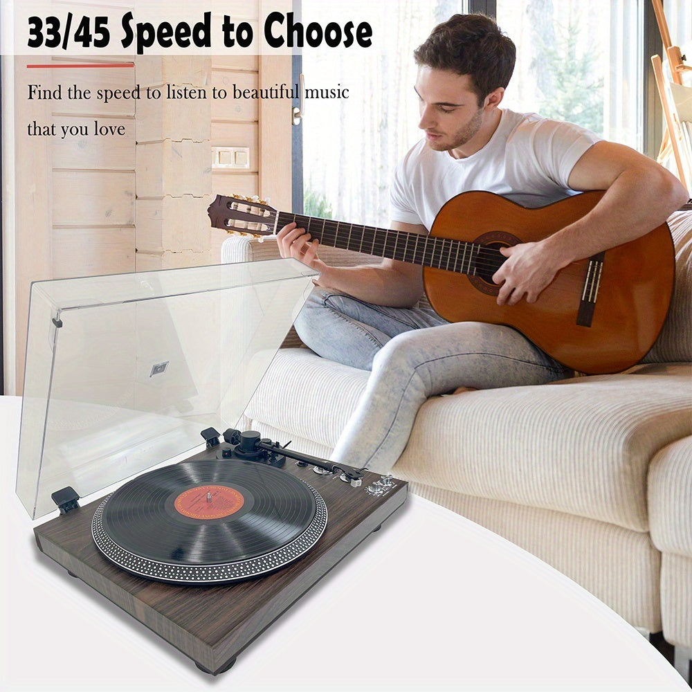 Vintage Vinyl Player - Plug & Play, Speaker Compatible, 220-240V Power for Home Stereo (No Batteries Required) -Recordshaven