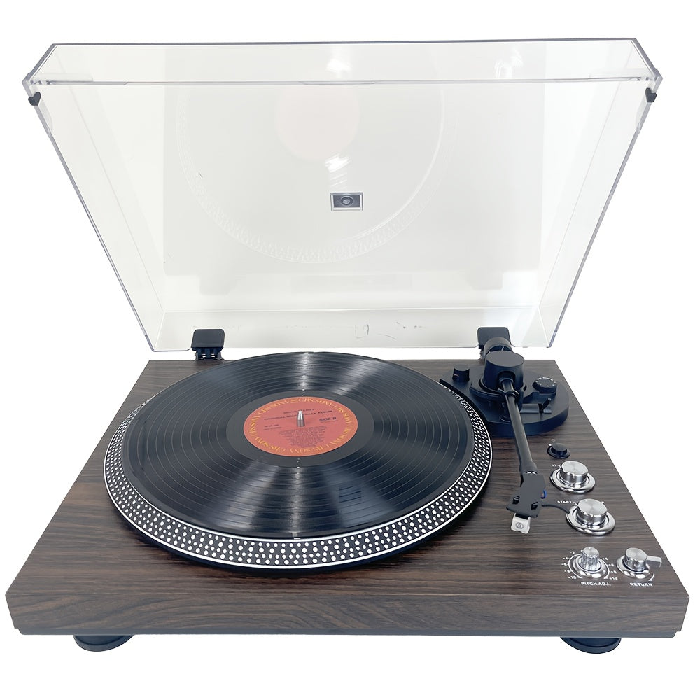 Retro Wood Vinyl Player - Belt-Driven, Preamp Equipped, 33/45 RPM with Wireless/RCA/AUX (No Battery) -Recordshaven