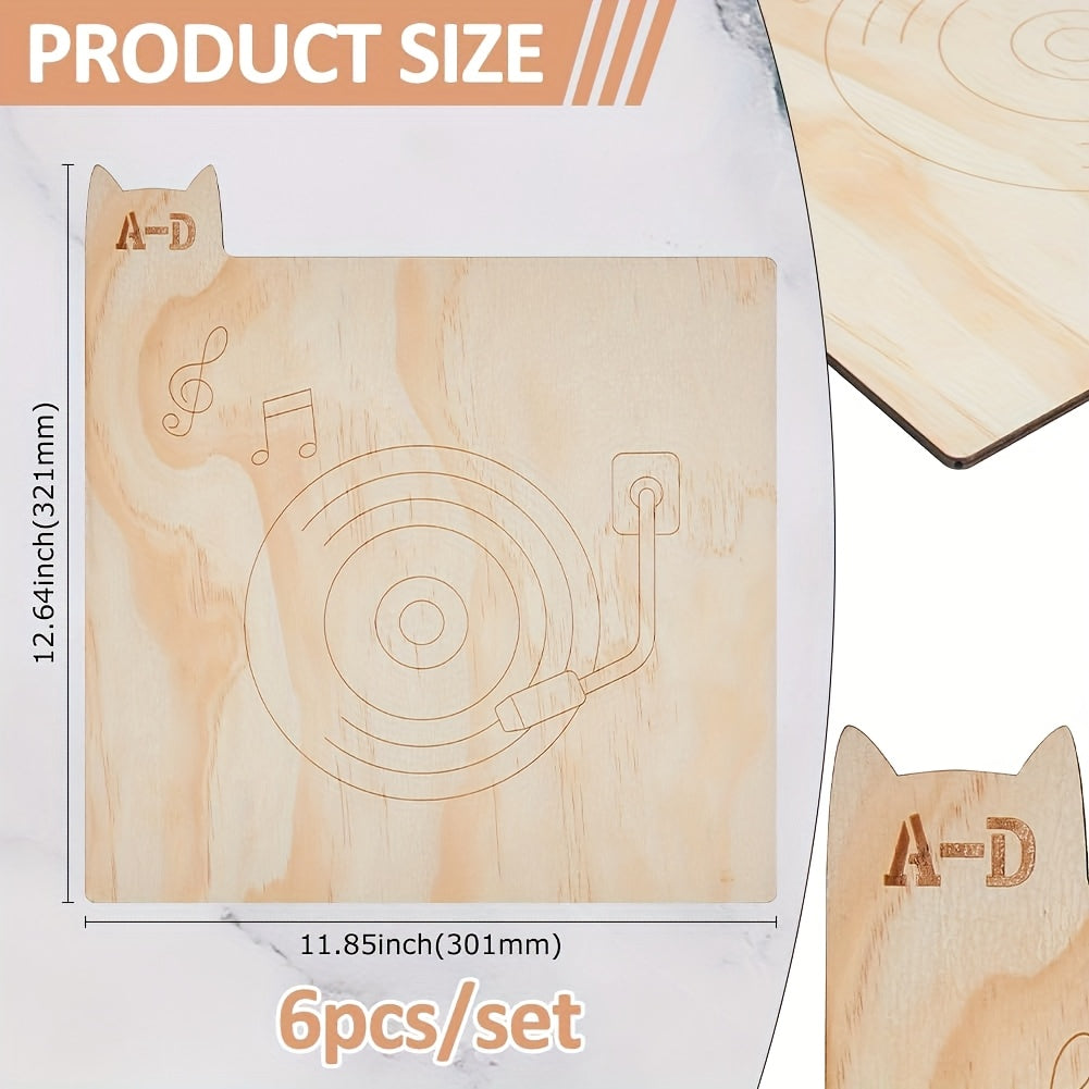 6-Pack Wooden Letter Dividers - Vinyl Record/CD/DVD Organizer for Bookshelves (Thanksgiving Gift) -Recordshaven