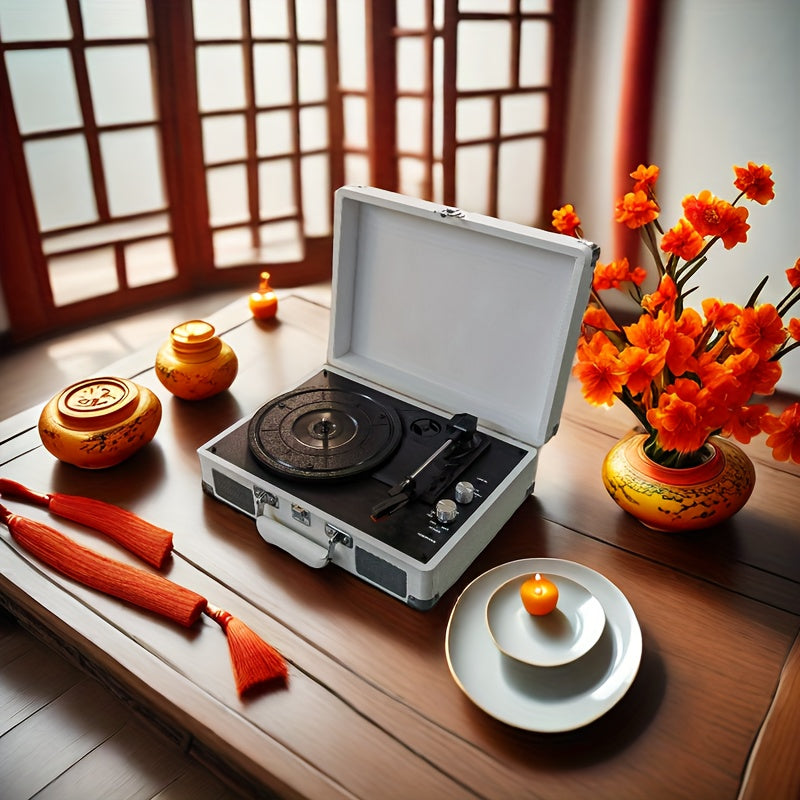 Portable Vintage Suitcase Wireless Turntable - Bluetooth 5.0, Supports 17.78/25.4/30.48cm Vinyl, Built-in Stereo Speakers (Rechargeable) -Recordshaven