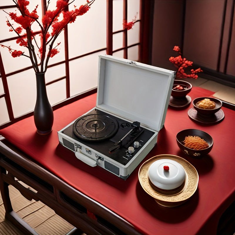 Portable Vintage Suitcase Wireless Turntable - Bluetooth 5.0, Supports 17.78/25.4/30.48cm Vinyl, Built-in Stereo Speakers (Rechargeable) -Recordshaven