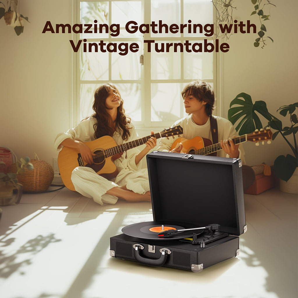 Maio C210 Vintage Wooden Turntable - 3-Speed (33/45/78 RPM), Belt-Driven, Wireless Streaming & Built-in Speaker -Recordshaven