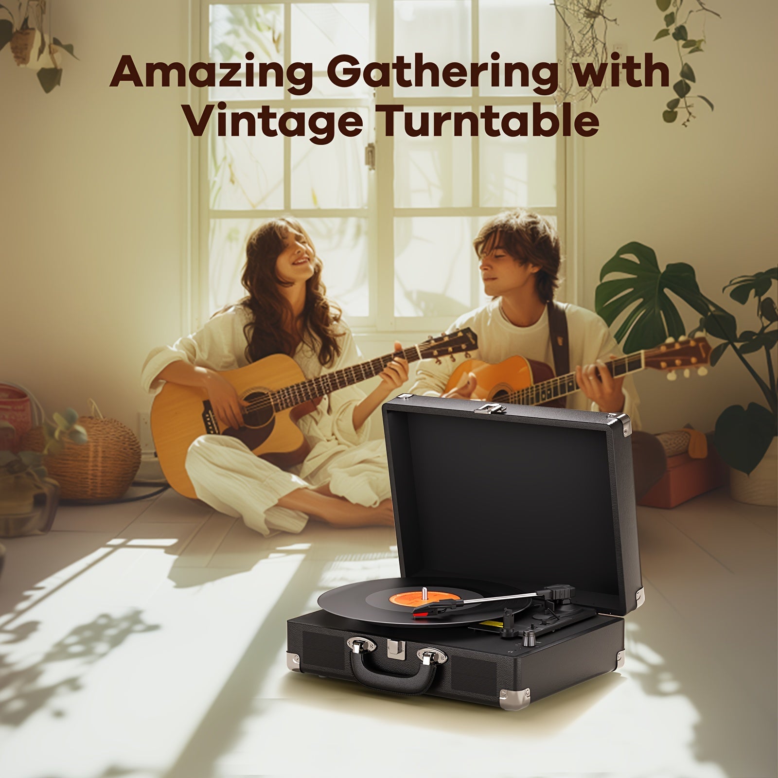 Maio C210 Retro Gramophone - Carry Handle, External Speaker Compatible, Heavy-Duty Wood (Home/Parties) -Recordshaven