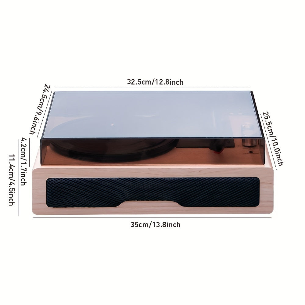 Anchurian Ash Portable Wireless Turntable - 3-Speed 33/45/78 RPM, Stereo Speakers & USB Type-C Rechargeable -Recordshaven