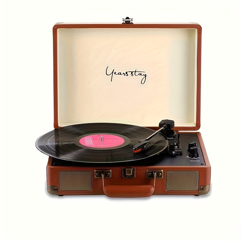 Compact Vintage Wireless Turntable - Plays Vinyl/Cellophane Records, Headphone/AUX Support (Birthday Gift) -Recordshaven