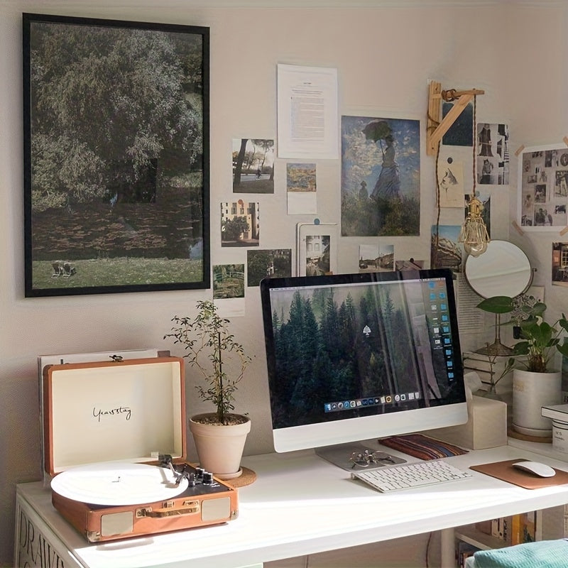 Compact Vintage Wireless Turntable - Plays Vinyl/Cellophane Records, Headphone/AUX Support (Birthday Gift) -Recordshaven