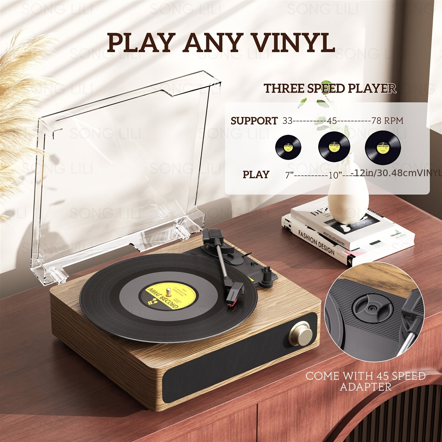 Maio A4 Retro Gramophone - Analog Record Player, Belt-Driven, RCA/Aux/Headphone Jack for Parties & Gifts -Recordshaven