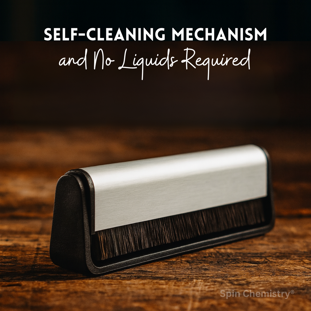 Silver Anti-Static Carbon Fibre Vinyl Record Cleaning Brush