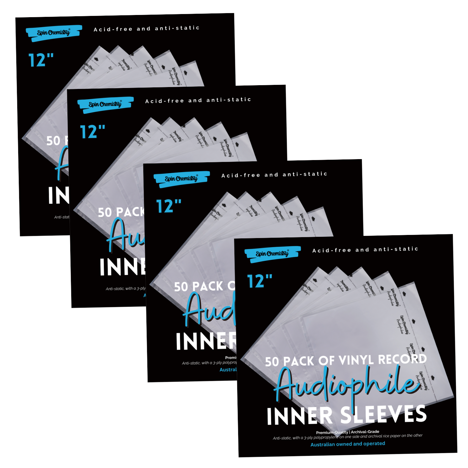 200 Pack Archival Grade 12" Record Inner Sleeves (Audiophiles)