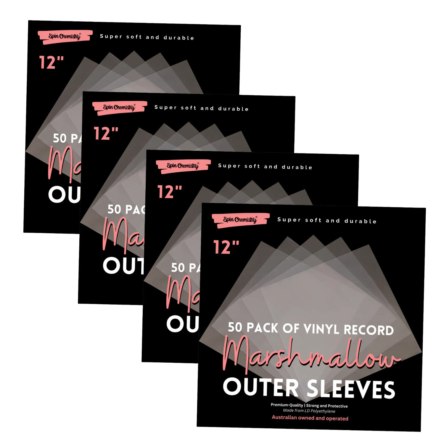 200 Pack of 12-inch Record Outer Sleeves (Marshmallows)