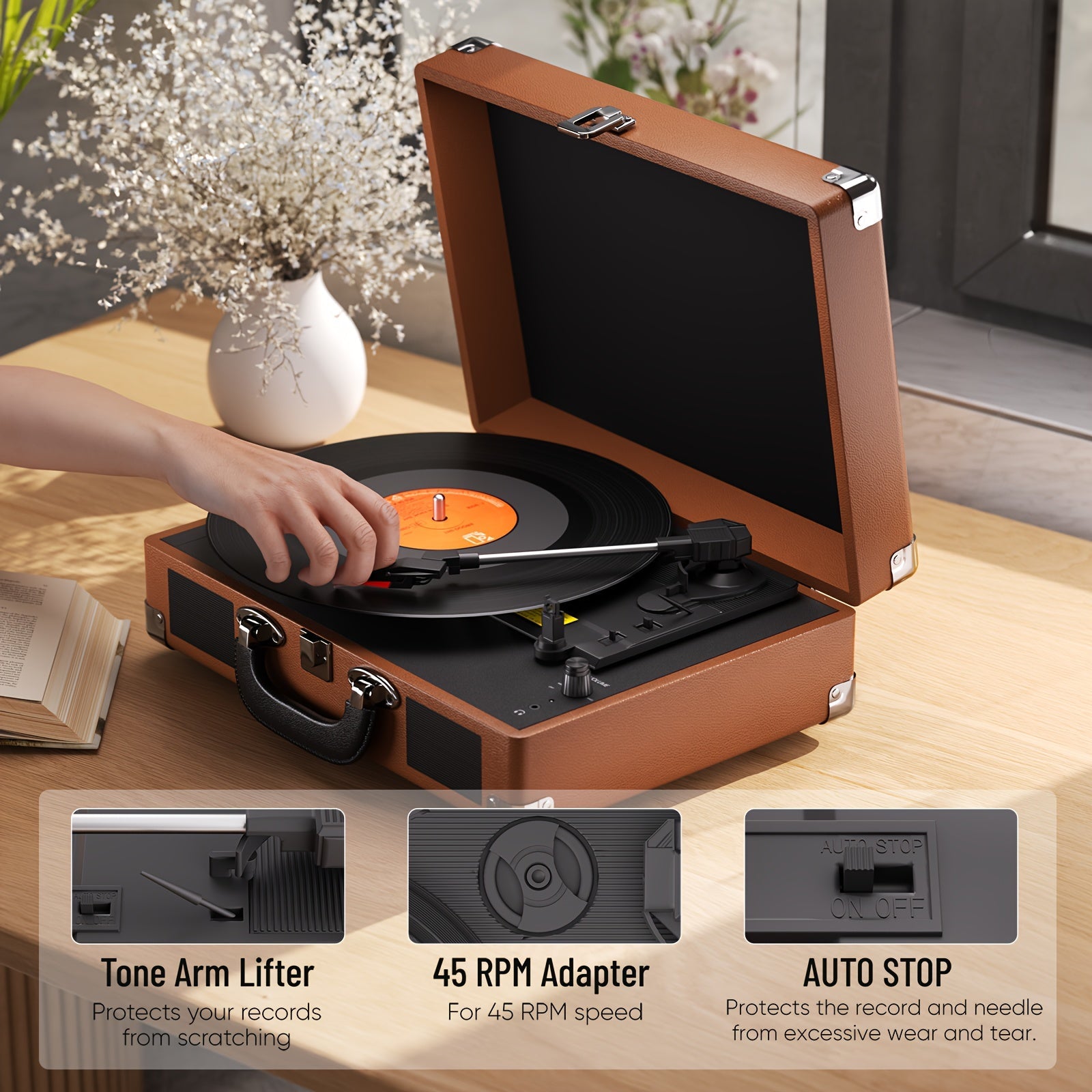 Maio C200Z Retro Gramophone - External Speaker Compatible, Ideal Holiday Gift for Family Music Feast -Recordshaven