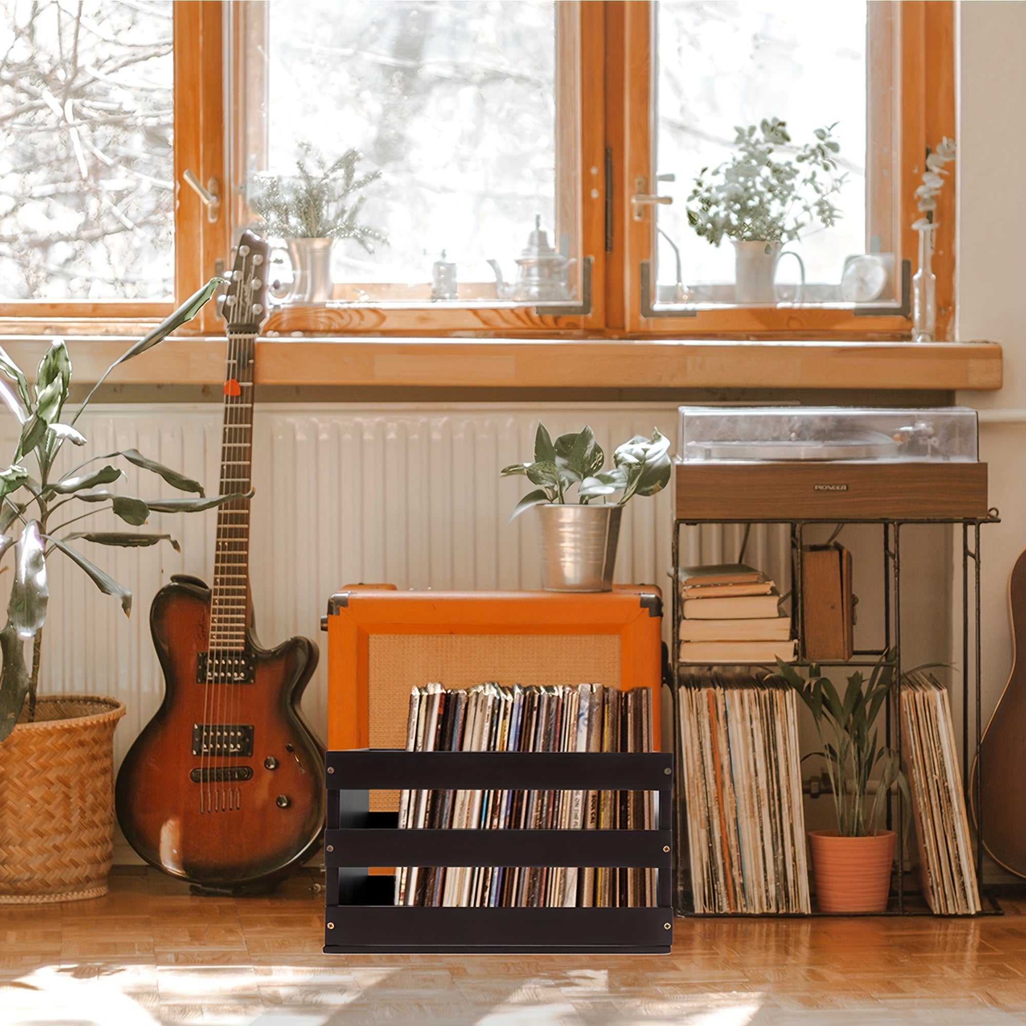 HYNAWIN Wooden Record Storage Box with Blackboard -Recordshaven