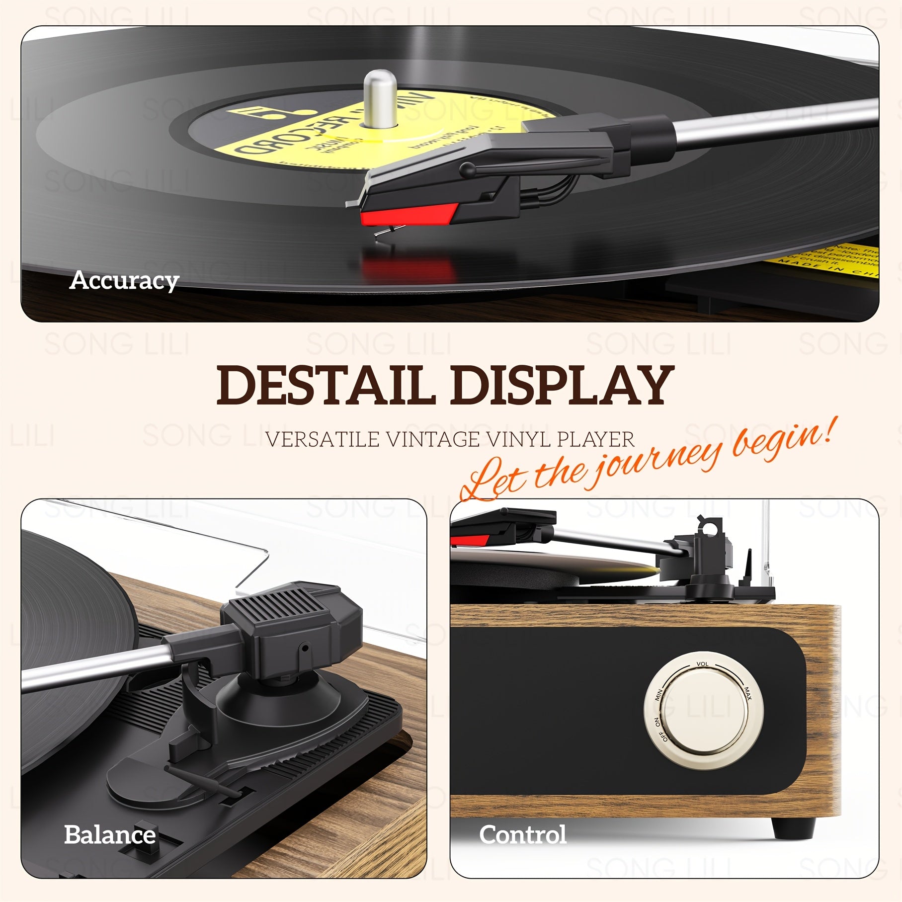 Maio A4 Retro Gramophone - Analog Record Player, Belt-Driven, RCA/Aux/Headphone Jack for Parties & Gifts -Recordshaven