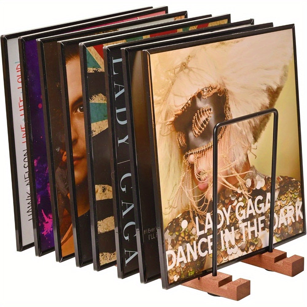 Solid Wood & Stainless-Steel Vinyl Record Holder (50 LP Capacity) -Recordshaven