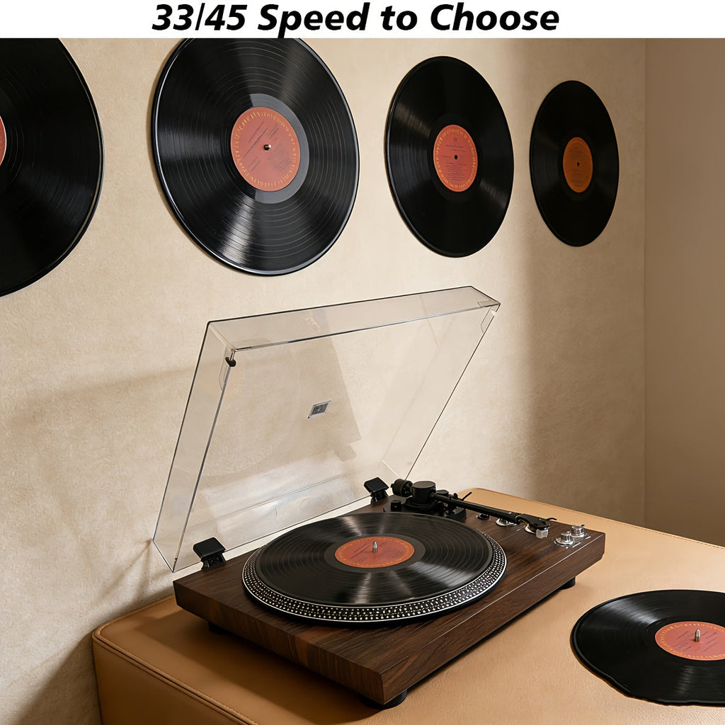Vintage Wireless Belt-Driven Turntable - 33/45 RPM, Preamp, RCA Cable, British Plug (Ideal Christmas Gift) -Recordshaven