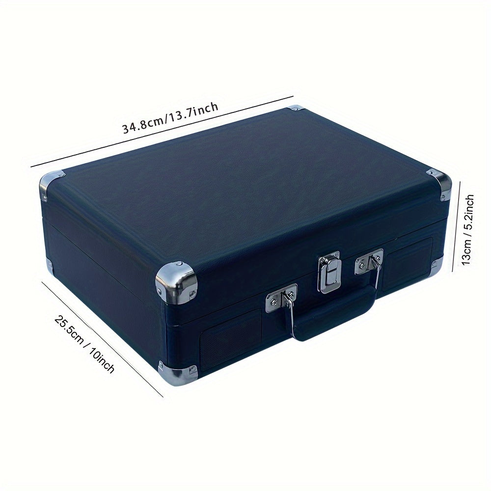 Portable Vintage Suitcase Wireless Turntable - Bluetooth 5.0, Supports 17.78/25.4/30.48cm Vinyl, Built-in Stereo Speakers (Rechargeable) -Recordshaven