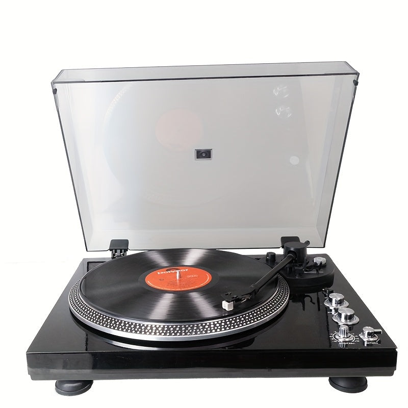 Black Retro Vinyl Player - Belt-Driven, Wireless, Preamp, 33/45 RPM with Aluminum Platter -Recordshaven