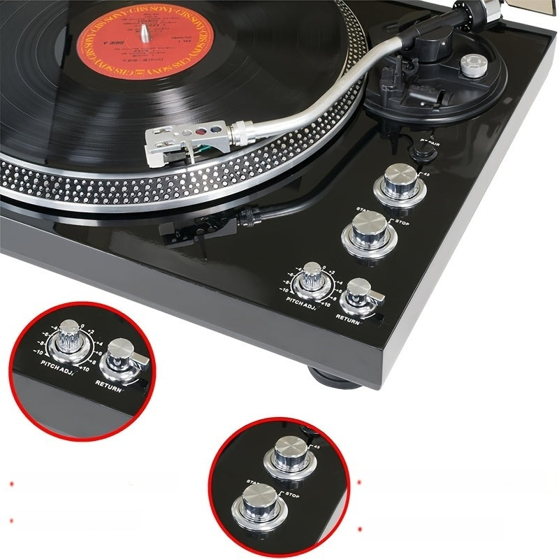 Vintage Gloss Black Vinyl Player - Belt-Driven, Hi-Fi Sound, Perfect Valentine Gift for Family Gatherings -Recordshaven