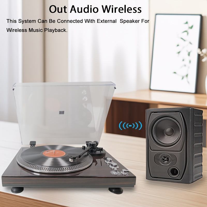 Wood Vinyl Record Player - Belt-Driven, Preamp Equipped, 33/45 RPM with Aluminium Platter -Recordshaven