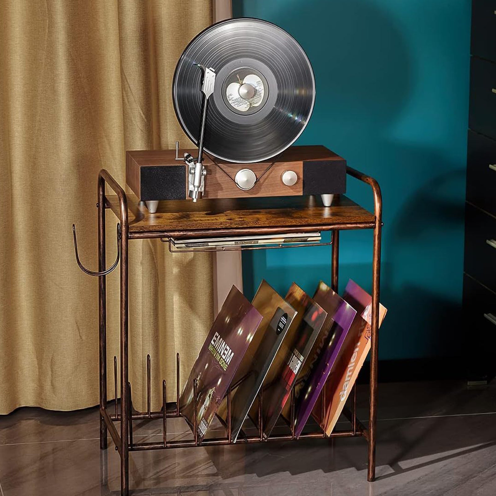 2-Tier Record Rack - Vintage Storage for Recording Studio & Decor -Recordshaven