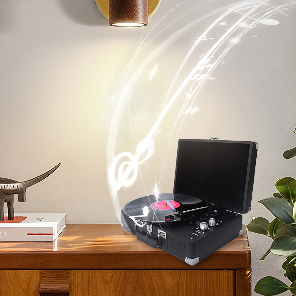 Portable Vintage Suitcase Wireless Turntable - Bluetooth 5.0, Supports 17.78/25.4/30.48cm Vinyl, Built-in Stereo Speakers (Rechargeable) -Recordshaven
