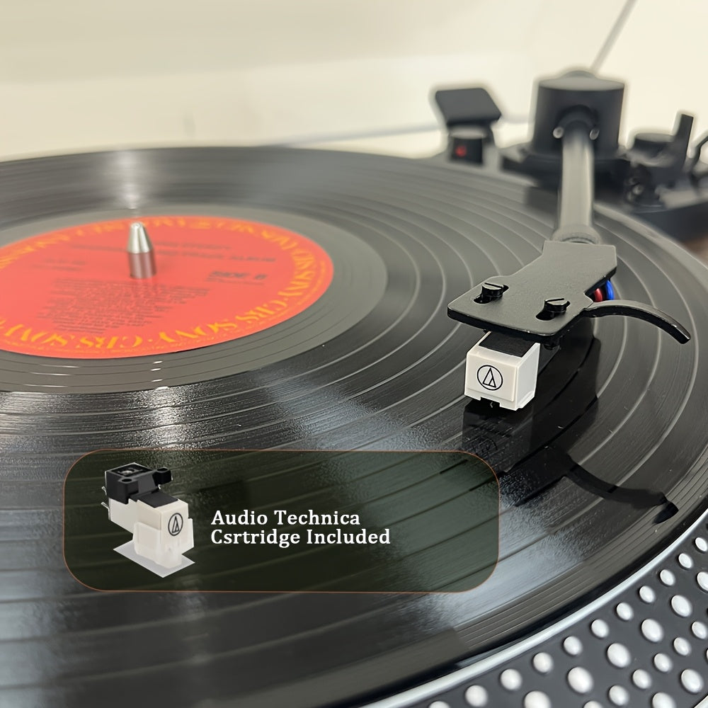 Walnut Vintage Belt-Driven Turntable - Wireless Audio, 33/45 RPM, Preamp, Aluminium Platter & RCA Line Out -Recordshaven