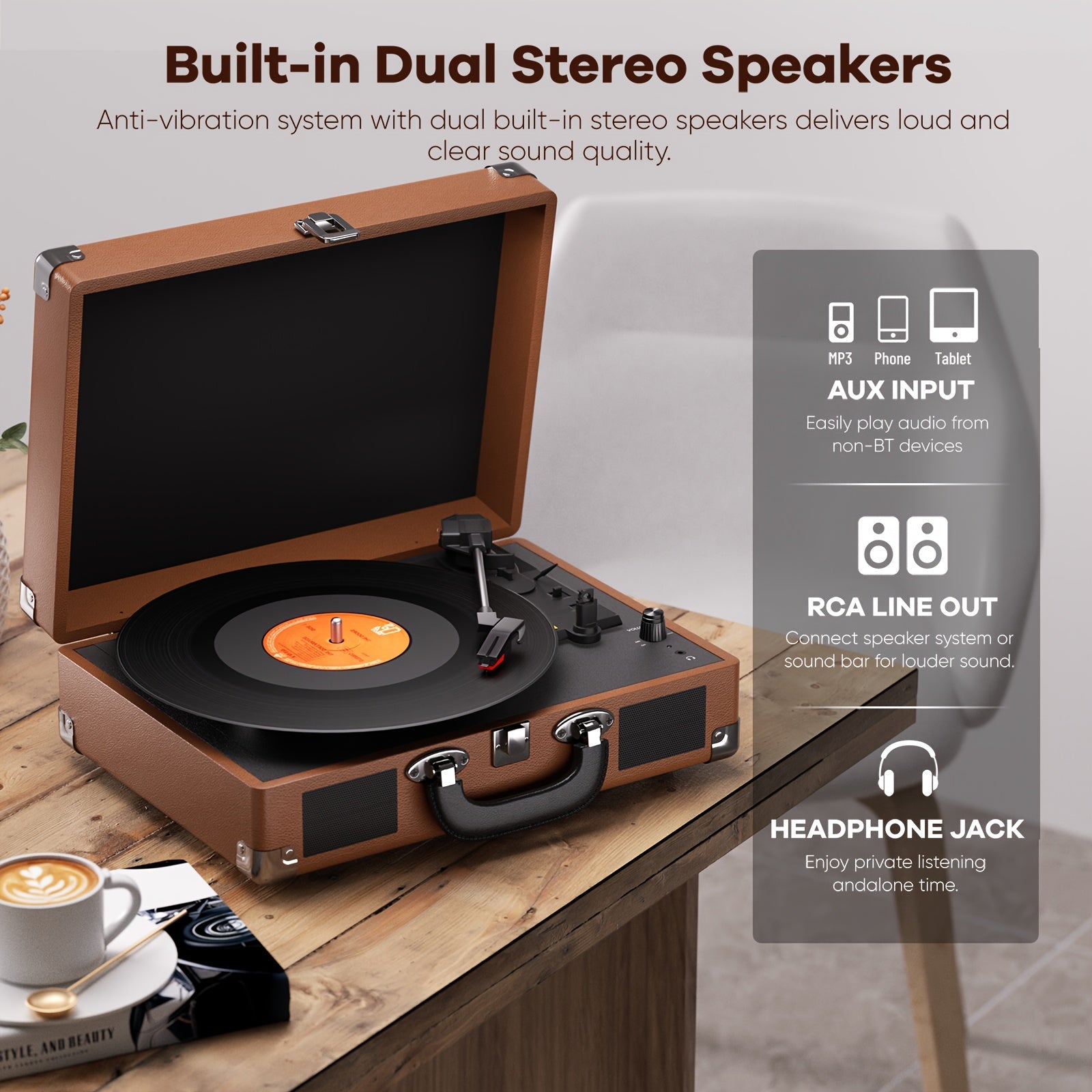 Maio C200Z Retro Gramophone - External Speaker Compatible, Ideal Holiday Gift for Family Music Feast -Recordshaven