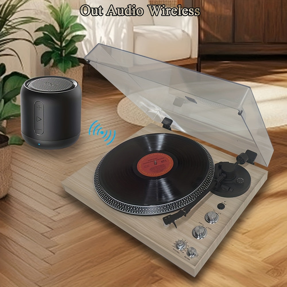 Pine Vintage Belt-Driven Turntable - 2-Speed, Wireless Audio, Preamp, RCA Line Out + 2 Turntable Belts -Recordshaven